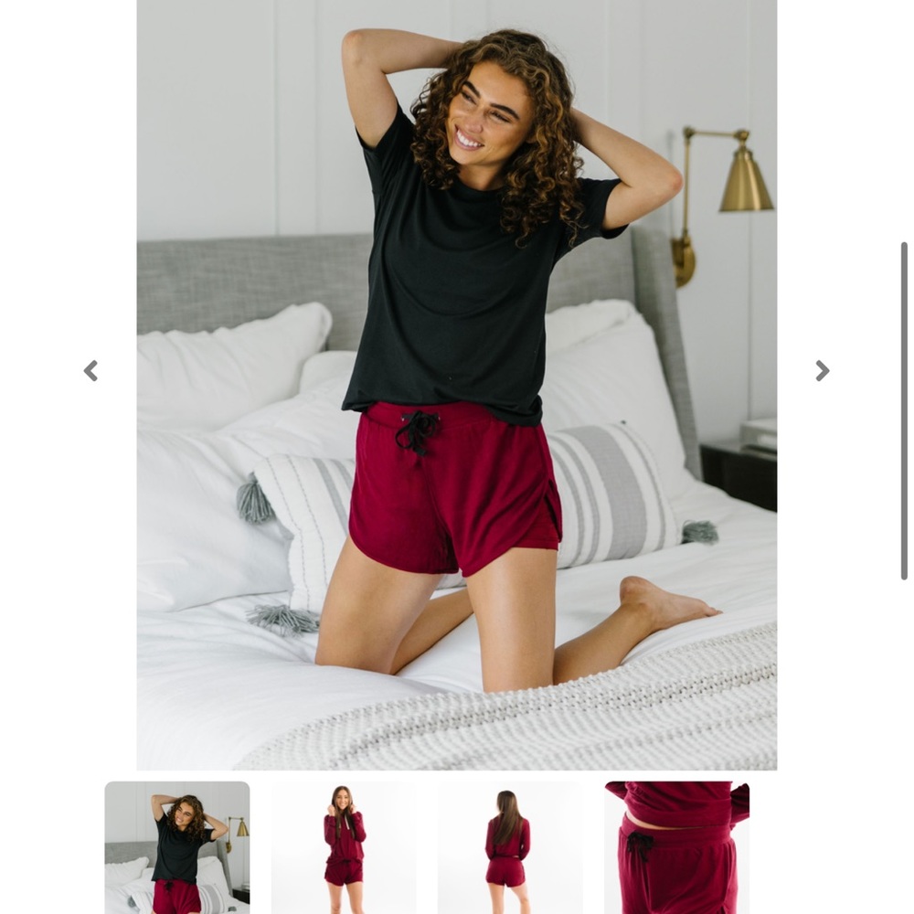 Zyia cranberry lounge boyfriend shorts